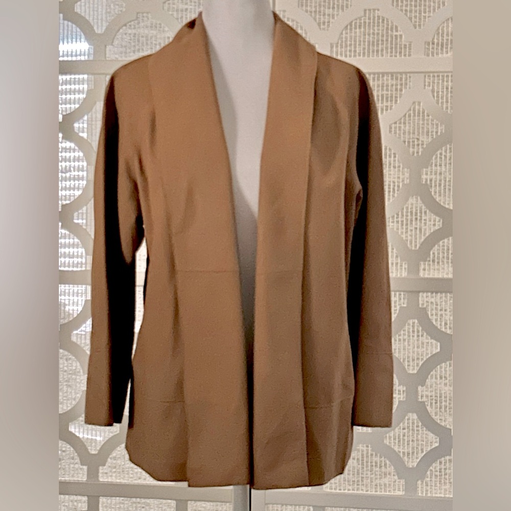 Suede Cardigan Open Jacket Doncaster Tan Leather Blazer Size 10 Vintage Brown - Picture 2 of 10